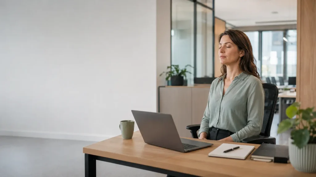 Eine angeleitete Atemroutine während des Arbeitsalltags